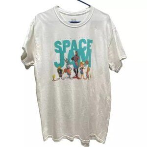 Space Jam LeBron James Shirt Adult Large White Tee A New Legacy Logo T-Shirt‎